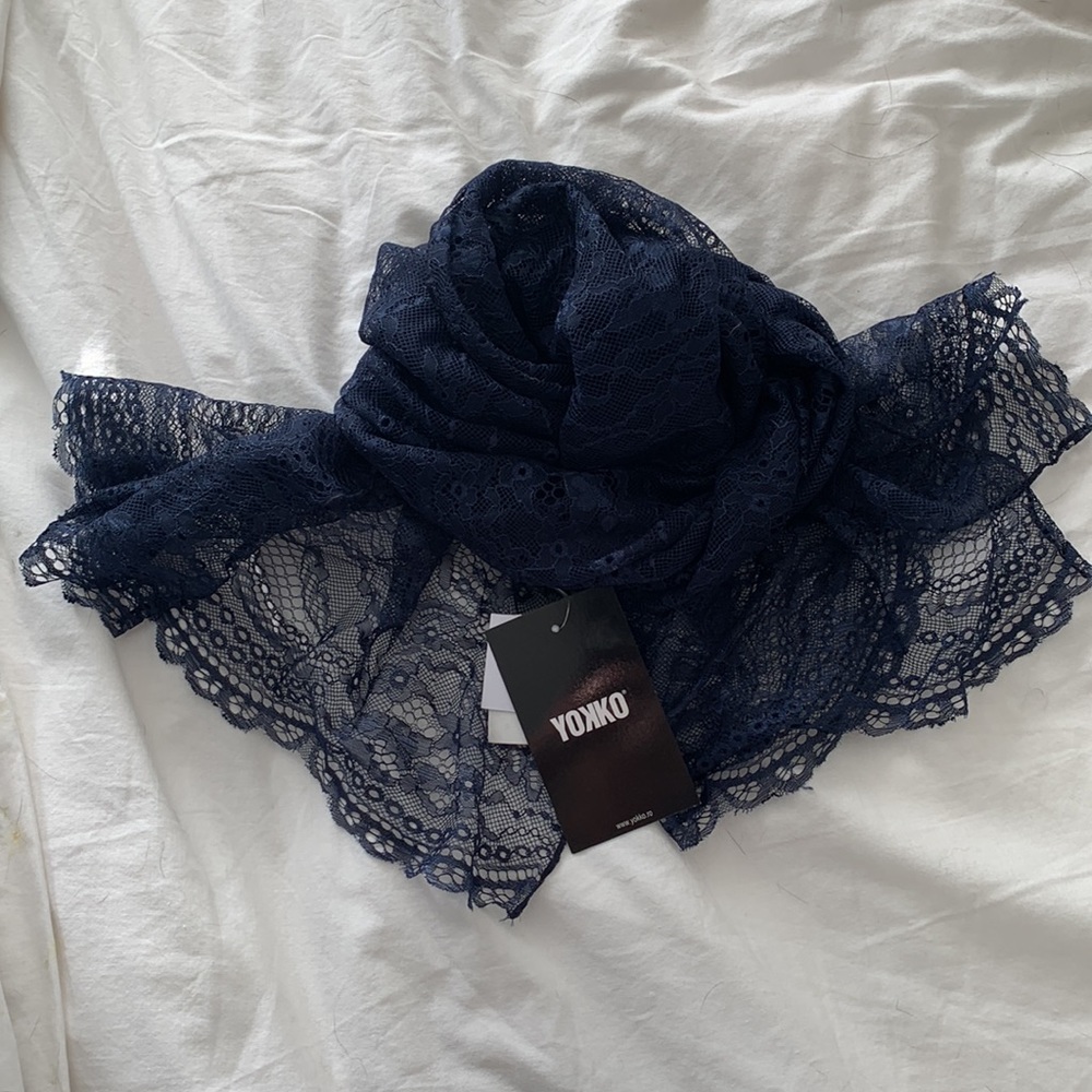 Navy Lace Scarf